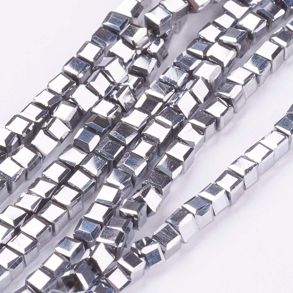 50 x Glass Beads Crystal Beads 2 x 2 mm Choice of Colours Bohemian Czech Glass Cut Beads (Silver)
