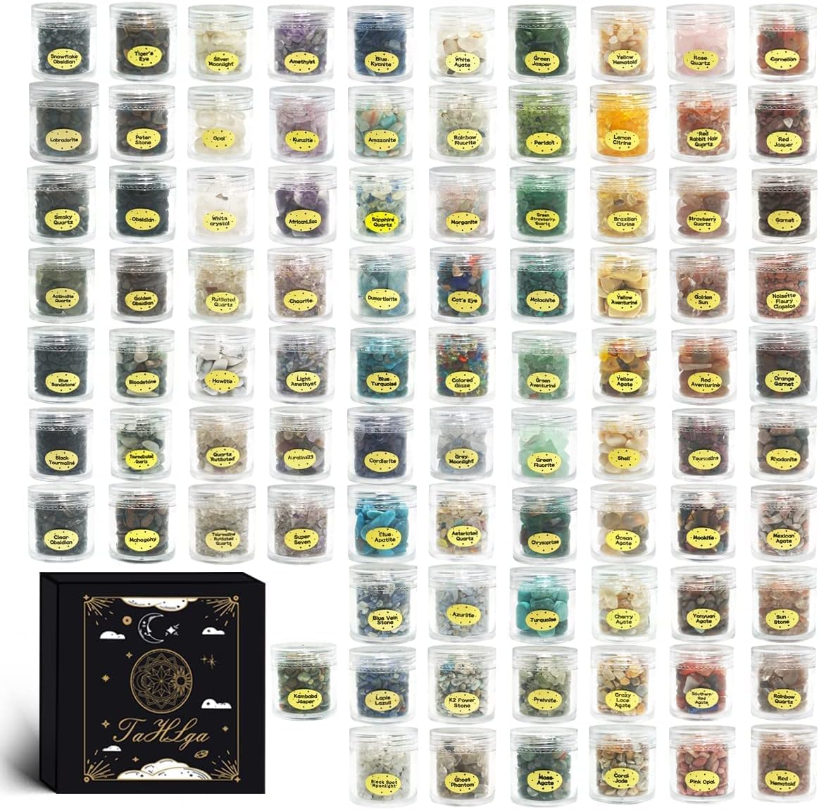 Indoor Fountains & Accessories - Crystal and Healing Stones Set, A Set of 90 Different Gemstones Crystals in Acrylic, Crystal Chip Natural Reiki Healing Stones, Random Stuff Witch Crystals for Meditation Therapy and Gemstones