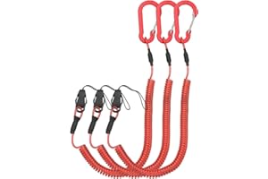 PATIKIL Coiled Lanyards with Buckle Retractable Safety Ring and Quick Release Detachable Buckle for Fishing Equipment