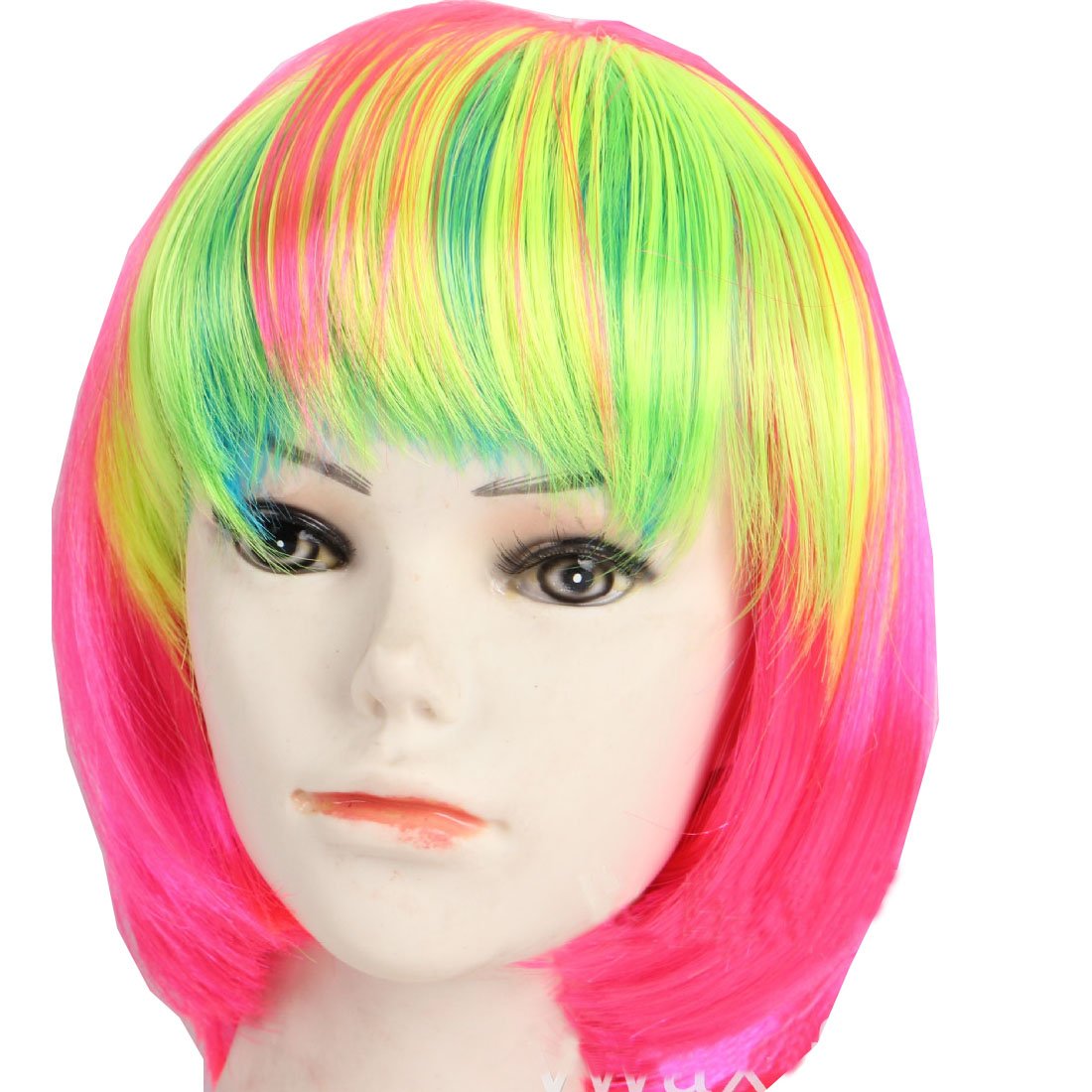 Photo 1 of KOLIGHT Fashion Colorful Short Straight Halloween Wigs Women Girls Replacement Cosplay Costume Hair Wigs with Cap+Comb (Pink)