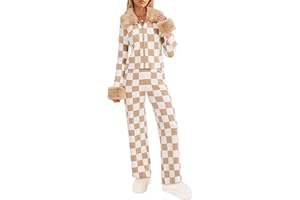 Yousify Winter Sweater Sets Ski Outfits for Women Color Block Skiing Clothes