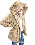 Yanekop Womens Fuzzy Fleece Open Front Hooded