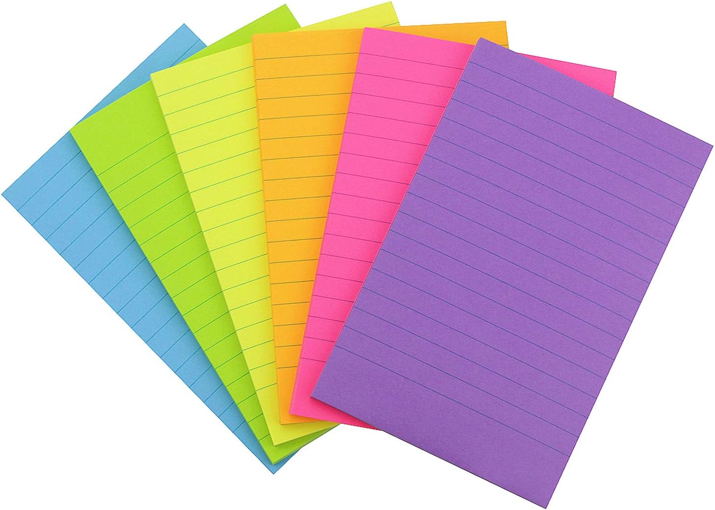 Early Buy Lined Sticky Notes with Lines 4x6 Self-Stick Notes 6 Bright Color 6 Pads, 45 Sheets/Pad