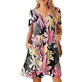 BELAROI Womens Plus Size Casual Dresses Summer Tshirt Dress Swing Short Sleeve Vacation Beach Coverup