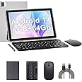 Tablet 10 Inch Android 14 Tableta, 2 in 1 Tablets with Keyboard Mouse Case Stylus, 8GB RAM+64GB ROM Support 1TB expansion, 2MP+8MP Dual Camera, 6000mAh Battery, Bluetooth WIFI6 1280 * 800 10.1" HD Tab