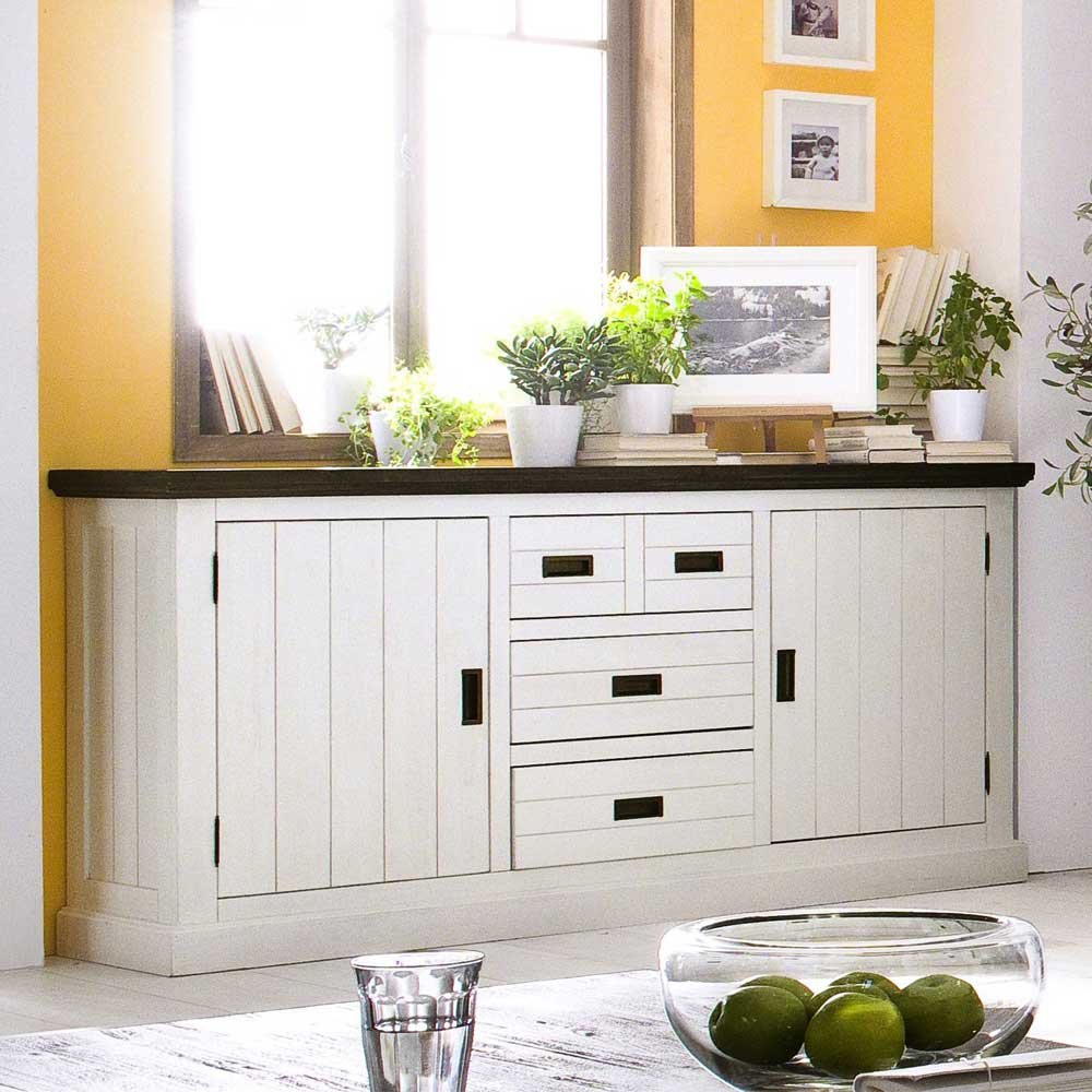 Sideboard in Weiß Braun Landhaus Pharao24 kaufen
