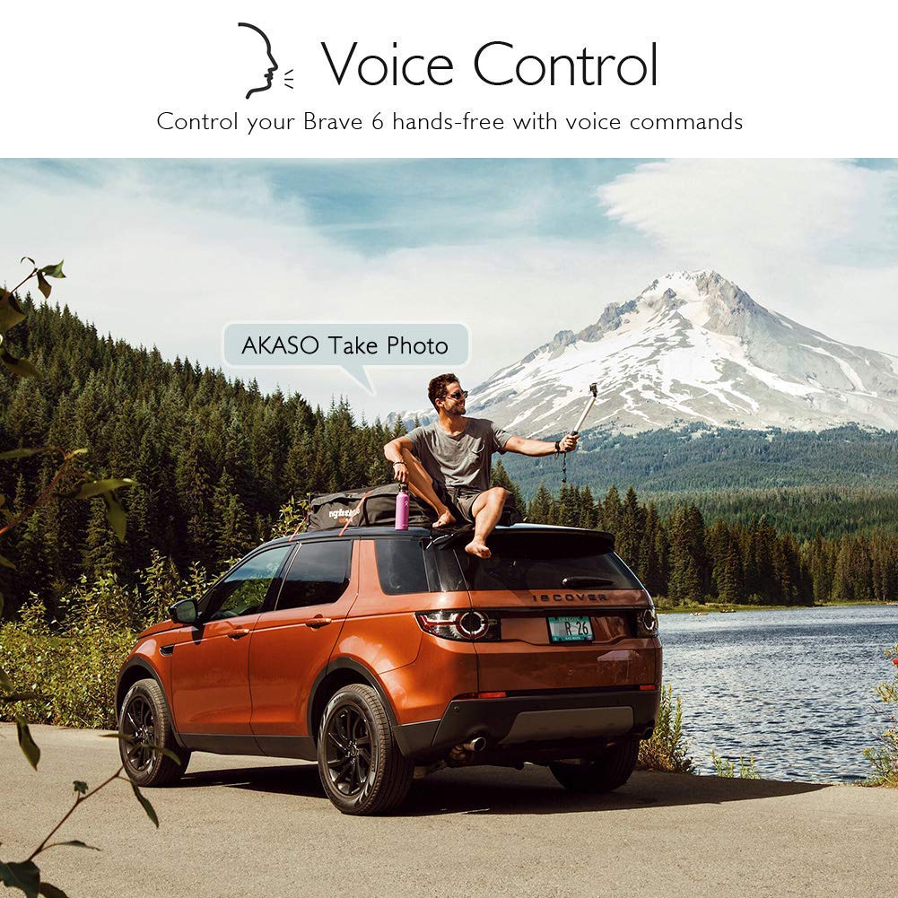 AKASO Brave 6 Action Camera, Voice Control 4K HD 20MP Underwater 30m EIS Cam with Remote Control, Waterproof Case, 2 Rechargeable Batteries and Mounting Accessories Kit