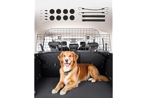VEVOR Dog Car Barrier, 35.4"-60.6" Adjustable Car Divider for Trunk Cargo Area, Universal-Fit Back Seat Heavy-Duty Wire Mesh 