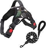 FYY No Pull Dog Harness Reflective Breathable Adjustable Vest with Lead