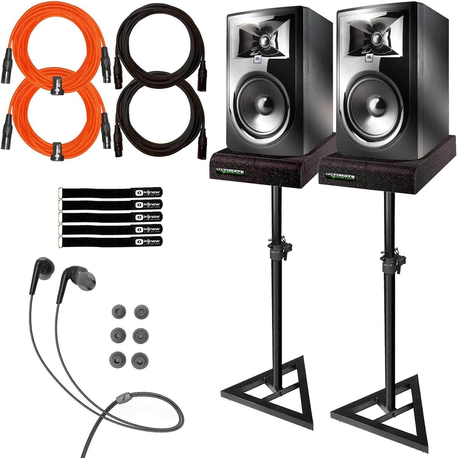 JBL 306P MkII 6.5" Powered Studio Reference Monitor Speakers Pair w Stands Pack