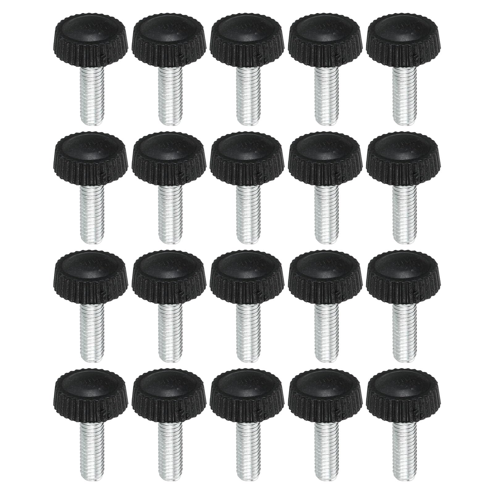 PATIKIL M5x16mm Knurled Thumb Screws, 20 Pack Male Thread Round Clamping Screws Knobs Hand Grip Bolts Mounting Fasteners for Lighting Furniture Hardware Black