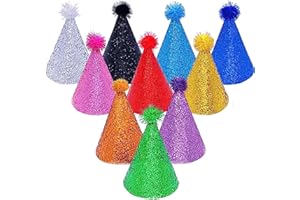 Pai Sence Party Hats Happy Birthday Hat Reusable Cone Birthday Party Hat with Pom Poms Adjustable
