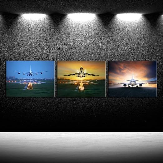 Amazon Com Iknow Foto 3 Piezas De Lienzo De Pared Arte De Avion