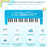 Shayson Kids Piano Keyboard 37 Key with Microphone Blue 3 4 5 6-Year-Old view 2