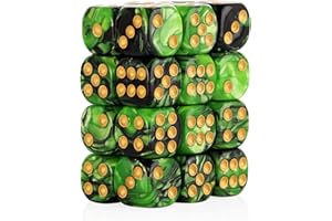 HANDAN 24 of Pack 16MM 6 Sided Dice Set,Two Colours D6 Game Dice Set, 6 Sided Standard Dices for Yahtzee, Bunco or Teaching Math,with Portable Dice Pouch(Green and Black)