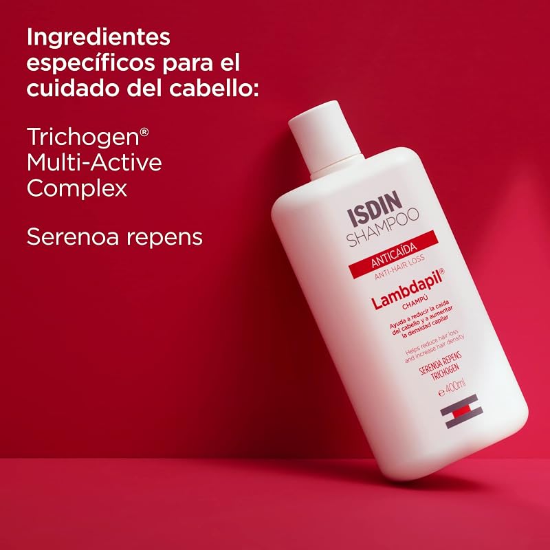 Isdin lambdapil shampoo anti-queda de cabelo, ajuda a reduzir a queda de cabelo e aumentar a densidade do cabelo