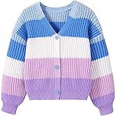 Verdusa Girl's Colorblock Button Front Cardigan Sweaters Y2K Knit Outerwear