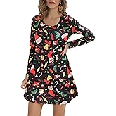 Aphratti Women's Long Sleeve Funny Printed Holiday Valentines Dress Casual Tunic Tops to Wear with Leggings