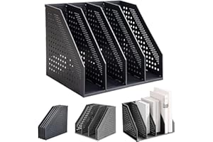 Lemical Magazine Holder 4 Vertical Compartments Collapsible Magazine File Holder Space Saving Rack Home Kitchen Desk Organize