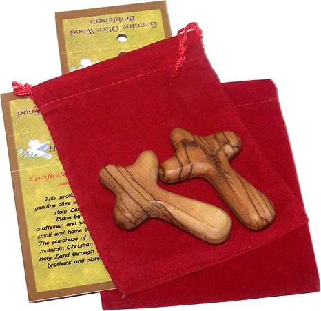 Amazon Com Small Olive Wood Pocket Comfort Holding Cross Package