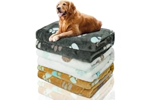 KOGSA 1 Pack 3 Blanket for Dogs,Cute Paw Pattern,Soft Fleece Dog Blanket,Pet Mat Throw Cover for Kennel Crate Bed,Pet Blanket for Dogs Cats,41x31 inch