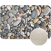 Colorful Sea Pebble Bath Rugs Microfiber Bathroom Mat Soft Plush Shaggy Shower Mat for Bathroom Fluffy Comfortable Water Absorbent Carpet Non-Slip Machine Washable 16"X24"