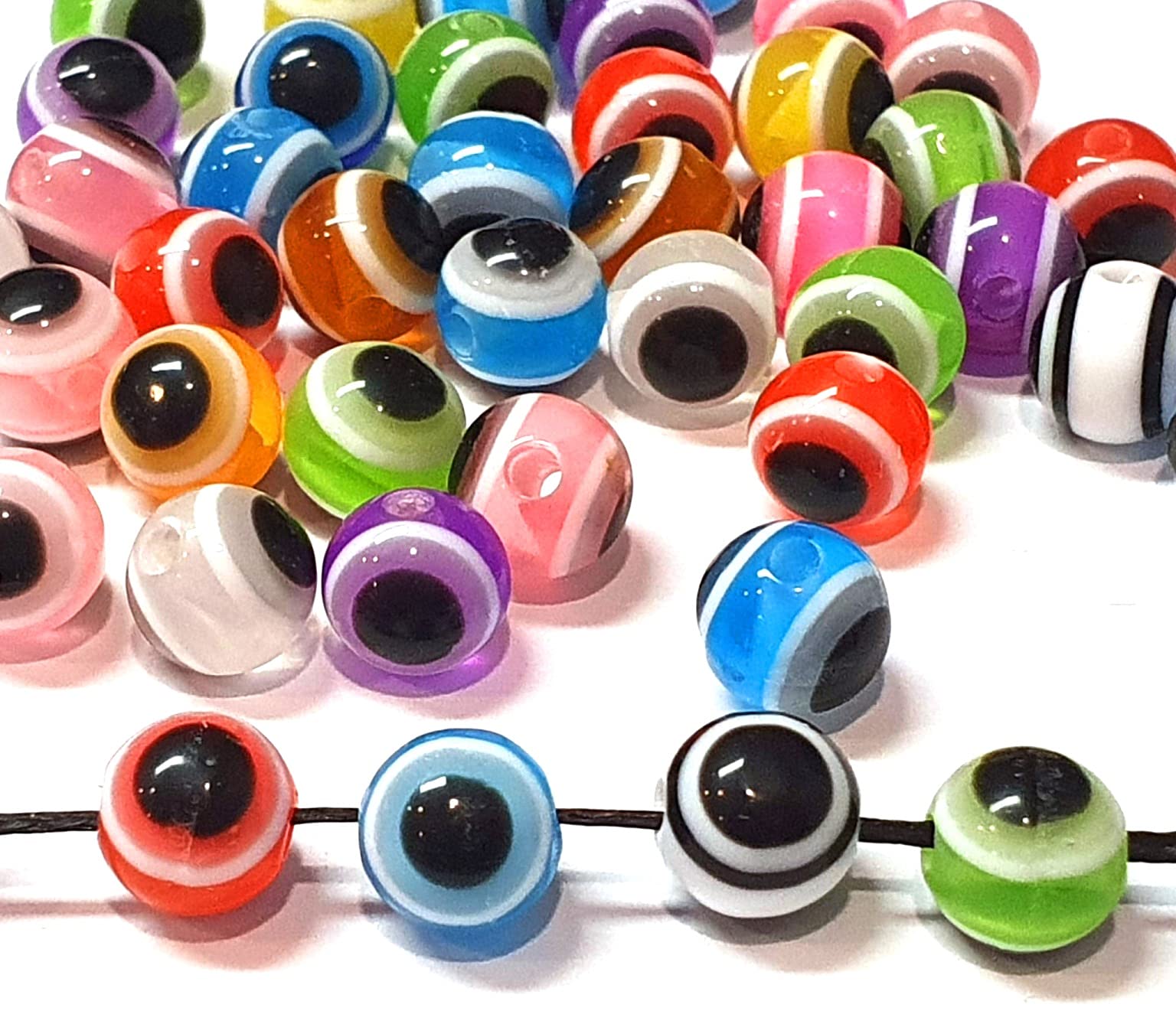 Nazar Boncuk Boncugu 6 mm Round Evil Eye Mixed Colour Blue Eye Beads Set, Evil Eye Beads, Turkish Lucky Charm, Party Gifts Decoration Amulet