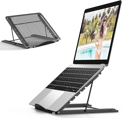 Jumkeet Laptop Stand Foldable Ventilated Aluminum Desk Holder 7-17" Black