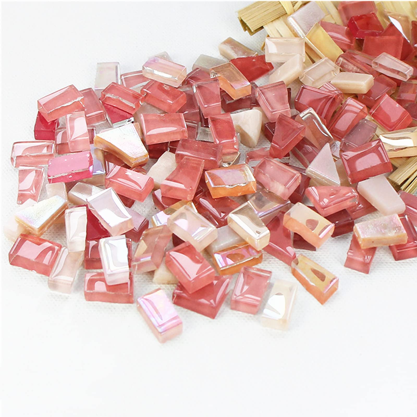 500g Irregular Crystal Mosaic Tiles,Small Mosaic Tile DIY Hobbies Children Handmade Crystal Craft for Crafts Bulk DIY Picture Frames Handmade Jewelry Coaster (Pink Series)