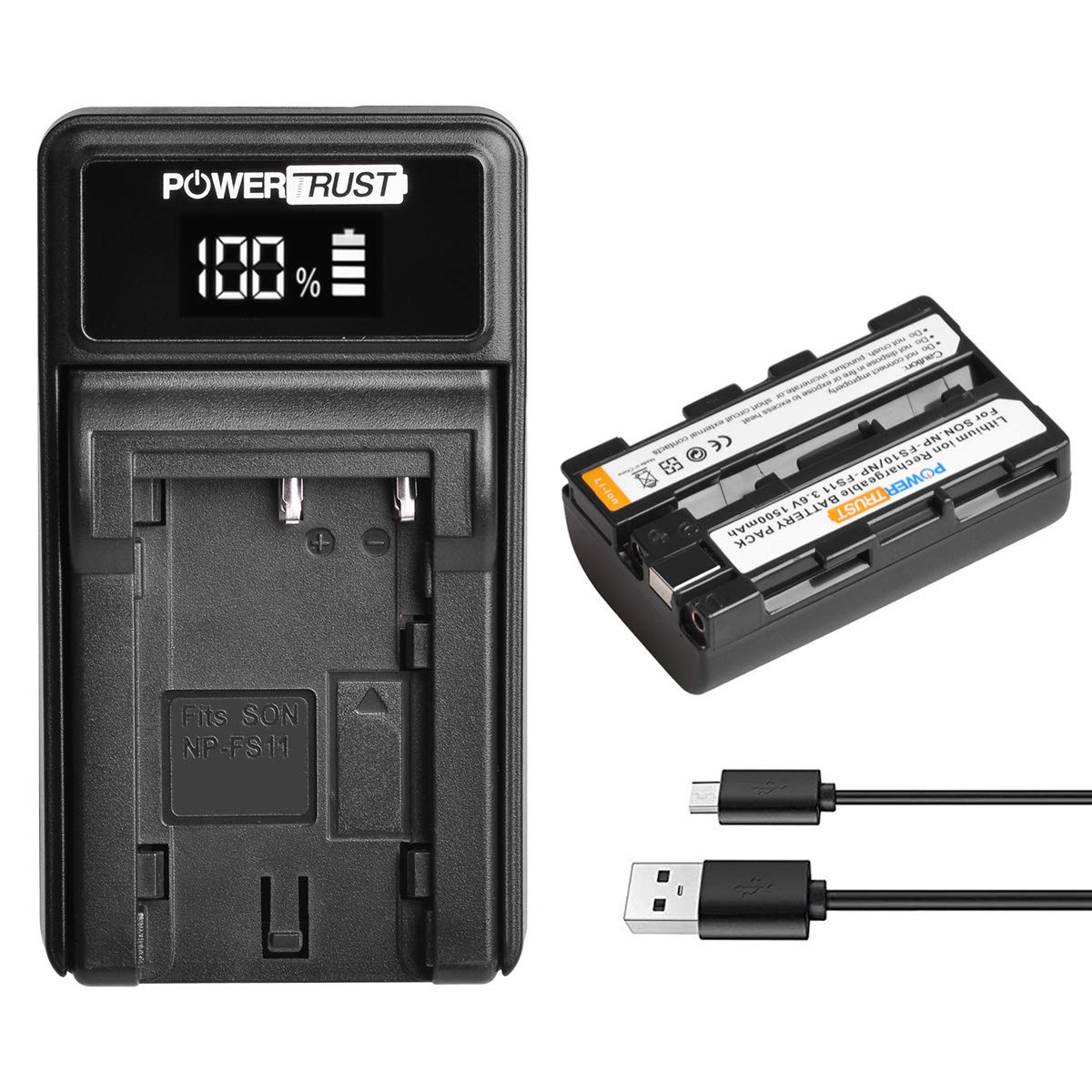 PowerTrust 1500mAh NP-FS10 NP-FS11 Battery + LED USB Charger for Sony CCD-CR1, CCDCR1, CCD-CR5, CCDCR5, CCD-CR5E, CCDCR5E, DCR-PC1, DCRPC1, DCR-PC2 Battery