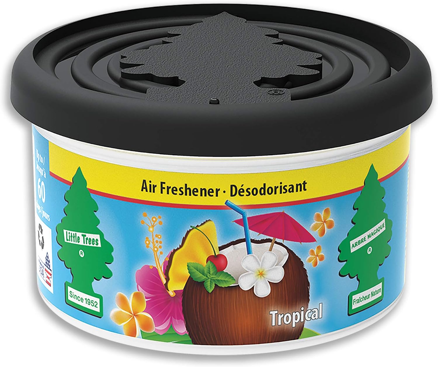Little Trees Air Freshener Fiber Can LTFC726 Tropical Fragrance For Car Home Boat Caravan - Single Pack, 50 g (Pack of 1)