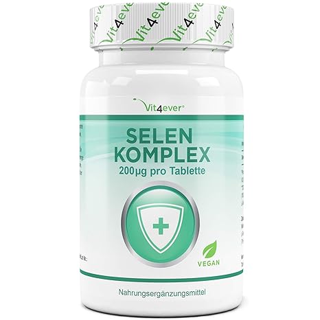Vit4ever® Selen Komplex - 365 Tabletten mit je 200 mcg - Laborgeprüft - Premium Komplex aus Natriumselenit & Selenmethionin i