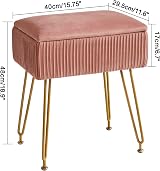 YMYNY Velvet Storage Ottoman Pink 40x29.5x48CM with Removable Cover view 3