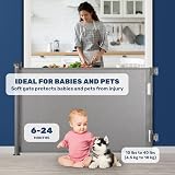 HollyHOME Retractable Stair Gate 180cm Grey Baby Gate Dog Gate view 3