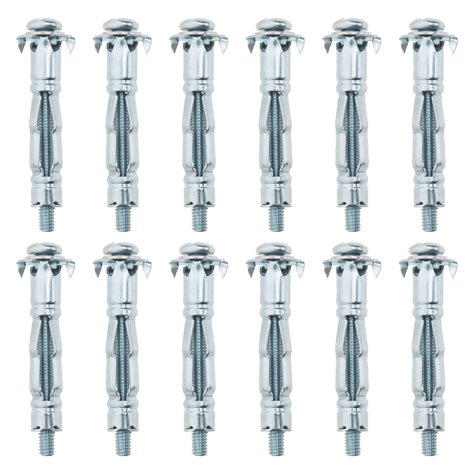 YINETTECH 50pcs M4 x 38mm Expansion Bolts Hollow Expansion Screw Galvanized Carbon Steel Expansion Screw Cavity Bolt for Dry Walls Hollow Bricks Plaster Ceramic Tiles