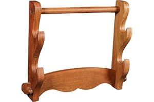 Mythrojan Solid Wood Sword Stand Medieval Sword Wall Mount Samurai Sword Display Stand Katana Sword Holder Gladiator Sword Wall Display Crusader Sword Stand Knife Stand for Display- Two Tier