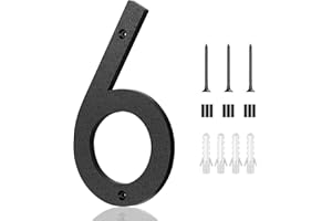 MEREAR 8 Inch House Numbers, Large Plastic Modern House Numbers for Outside Black Floating Exterior Address Home Door Numbers Easy to Install (6)
