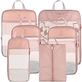 See Through Expandable Compression Packing Cubes, Mesh Travel Packing Cubes for Suitcases, Lightweight Organizers Bag Set for Travel Essentials for Luggage