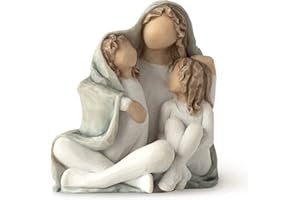 Willow Tree Cozy, Close Together, we Three, Loving Embrace from Mother, Grandmother, Caregiver, Nanny, Depicts Playful Relationship and Imaginative Play, Sculpted Hand-Painted Figure