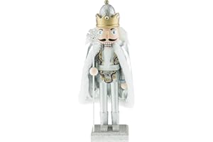 Clever Creations Snow King 10 Inch Traditional Wooden Nutcracker, Festive Christmas Décor for Shelves and Tables