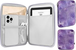 MoKo 6-7" eReader Sleeve Bag for 7" ereader Colorsoft Signature Edition, All-New 6" ereader 11th Gen 2022/10th Gen 2019/8th Gen 2016, 6.8" ereader Paperwhite 11th/10th Gen 2021/2018, Purple Starry Sky