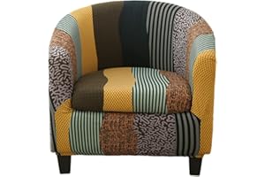 GOSTADY Club Chair Slipcover 2 Piece Printed Tub Chair Slipcover Soft Stretch Printed Round Barrel Chair Covers Armchair Covers Furniture Protector for Living Room Hotel Counter Cafe 16