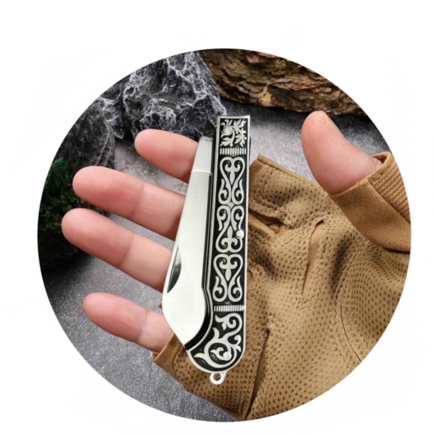 MLTUOYING Stainless steel portable pocket tool Camping Multitool Folding Cutter Accessories silver non locking EDC 2.56'' for camping hiking DIY Activities