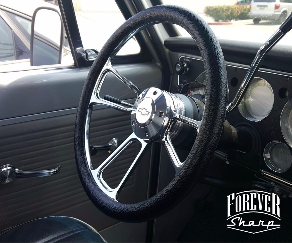 Billet Muscle Chevy Gm 9501 Steering Wheel Set W/ Chevy Engraved Horn
