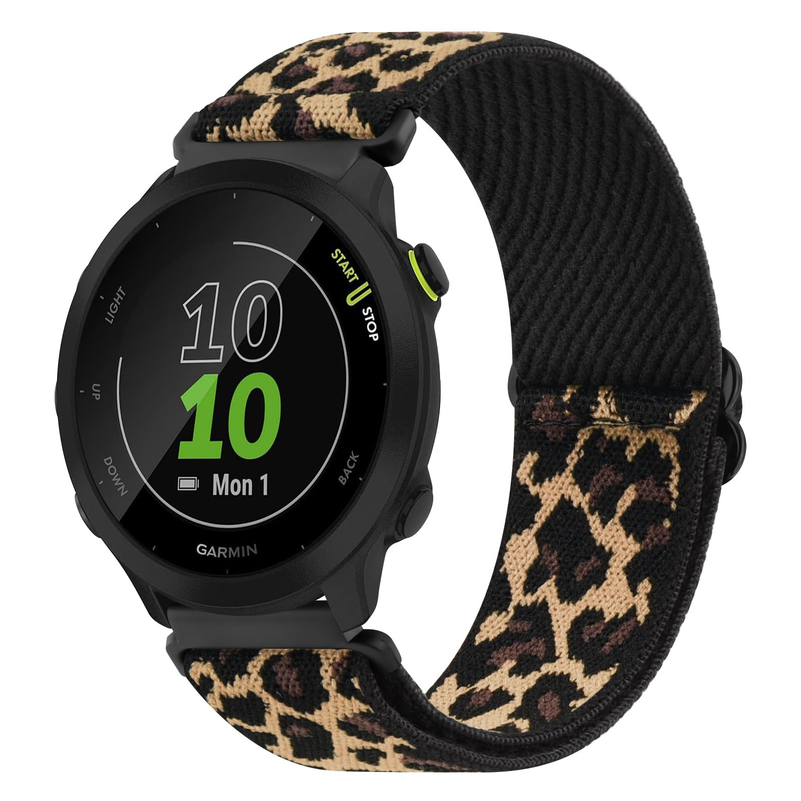 Garmin forerunner Compatible Elastic strap for Garmin Forerunner 55, 645, 245 (Leopard), 20mm Soft Nylon Watch Bands