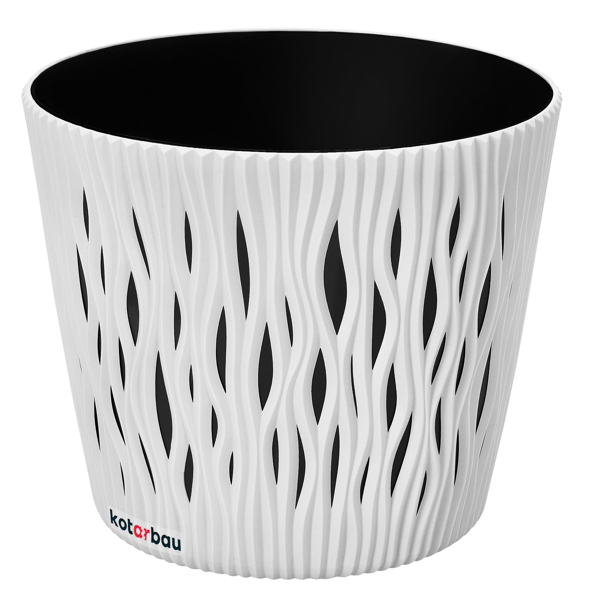 KOTARBAU® Flower Pot 225 x 190 mm 3D White Wave Effect Desert Sand Round with Inner Pot