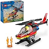 LEGO City Fire Rescue Helicopter Toy, Building Set with Firefighter Minifigure Pilot Toy, Fun Gift or Pretend Play Toy for Bo