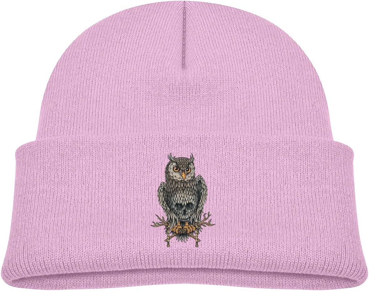 Kids Knitted Beanies Hat Sugar Floral Skull Owl Winter Hat Knitted Skull Cap for Boys Girls Blue