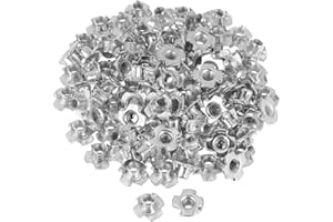 100PCS T Nut M6 Four Pronged Tee Nut 4 Pronged T Nuts Carbon Steel T Nut Blind Inserts Nut for Woodworking Furniture Fastener