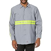 Red Kap mens Long Sleeve Enhanced Visibility Industrial Work Shirt